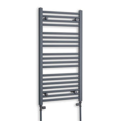 With Straight Valve 500 x 1000 Flat Anthracite Sand Grey Heated Towel Radiator