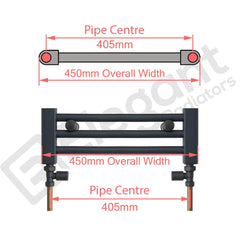 500 x 1400 Chrome Dual Fuel Flat Heated Towel Rail