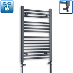 With Straight Valve 500 x 800 Flat Anthracite Sand Grey Heated Towel Rail HTR