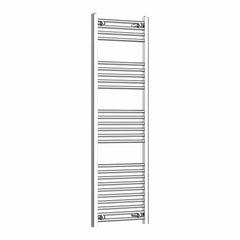 Without Valves 500mm W x 1400mm H Heated Straight Chrome Towel Radiator