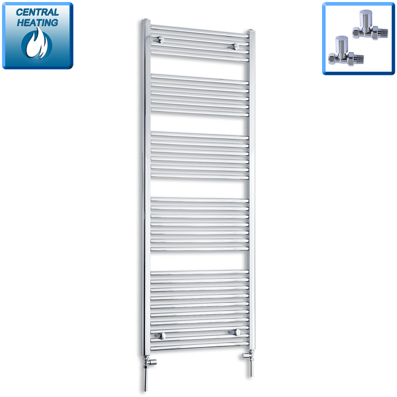 With Straight Valve 500mm Wide 1603mm High Straight Chrome Heated Towel Rail HTR