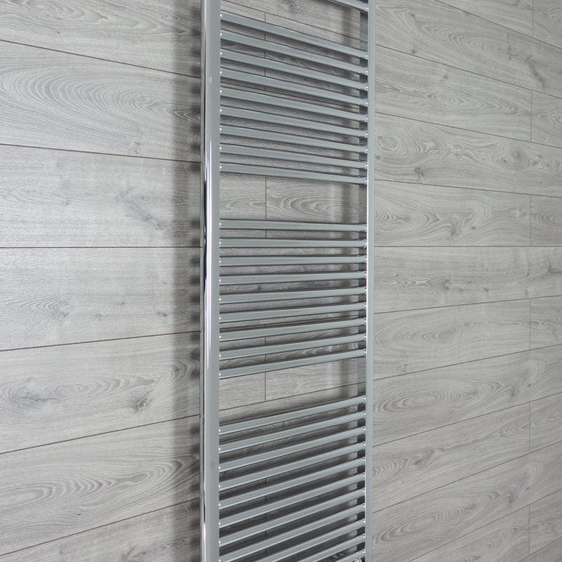 With Straight Valve 500mm Wide 1744mm High 25mm Tubes Straight Chrome Towel Rail