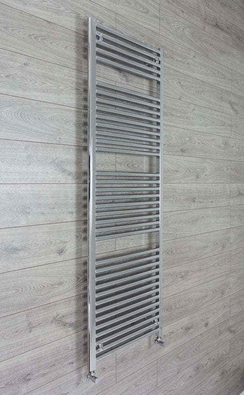 With Angled Valve 500mm Wide 1744mm High 25mm Tubes Straight Chrome Towel Rail