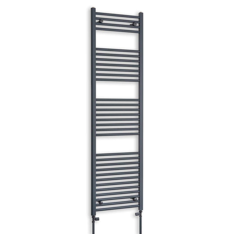 500mm Wide 1800mm High Flat Anthracite Heated Towel Radiator