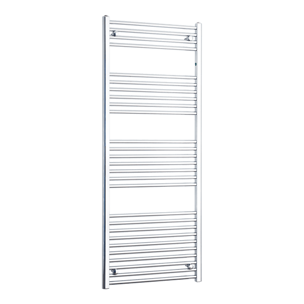 Without Valves 550 mm Wide 1600mm High Flat Chrome Heated Towel Radiator