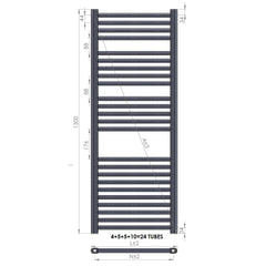 550 x 1300 Straight Chrome Heated Towel Rail Central Heating