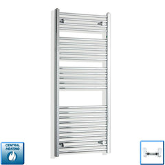 With Angled Valve 550 x 1300 Straight Chrome Heated Towel Rail Central Heating