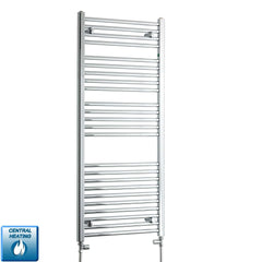 With Straight Valve 550 x 1300 Straight Chrome Heated Towel Rail Central Heating