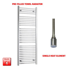 Single Heat Element 550 x 1500 Pre-Filled Electric Heated Towel Rail Chrome HTR
