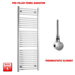 Thermostatic Element 550 x 1500 Pre-Filled Electric Heated Towel Rail Chrome HTR