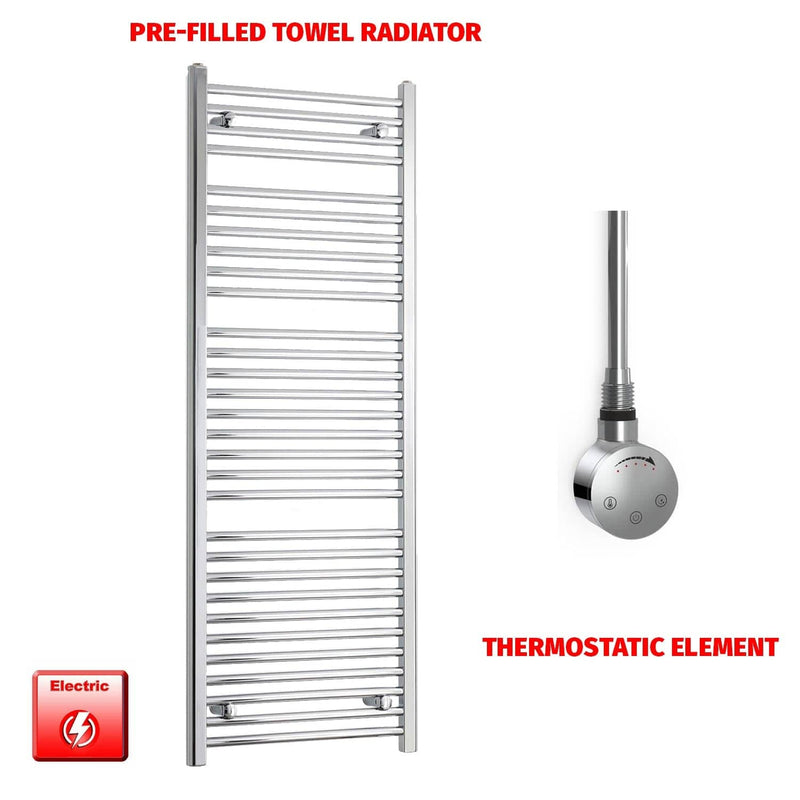 Thermostatic Element 550 x 1500 Pre-Filled Electric Heated Towel Rail Chrome HTR