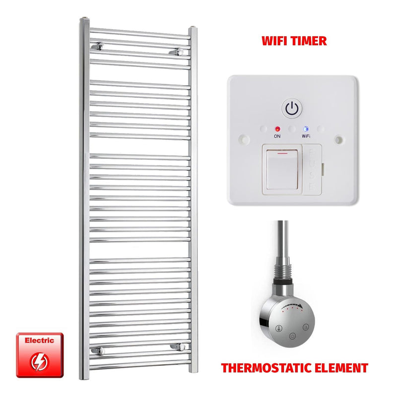 Thermostatic Element + Wifi Timer 550 x 1500 Pre-Filled Electric Heated Towel Rail Chrome HTR