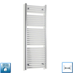 With Angled Valve 550 x 1500 Straight Chrome Heated Towel Rail Radiator HTR