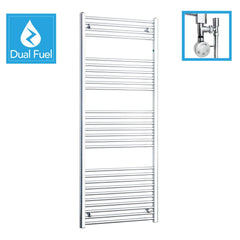 550 x 1600 Chrome Dual Fuel Flat Heated Towel Rail