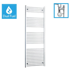 550 x 1800 Chrome Dual Fuel Flat Heated Towel Rail