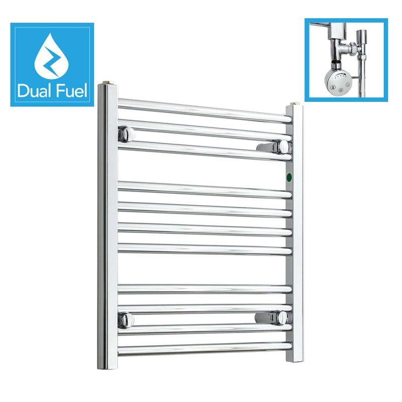 550 x 600  Chrome Dual Fuel Flat Heated Towel Rail