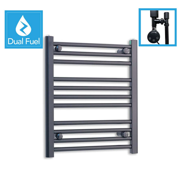 550 x 600 Dual Fuel Flat Black Heated Towel Rail