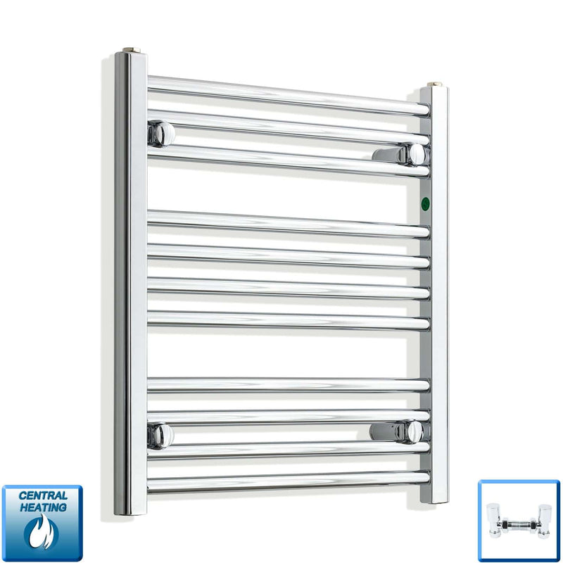 With Angled Valve 550 x 600 Straight Chrome Towel Rail HTR Central Heating