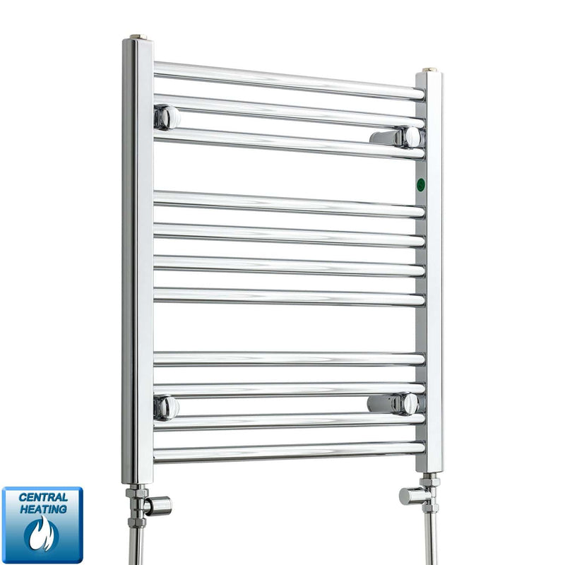With Straight Valve 550 x 600 Straight Chrome Towel Rail HTR Central Heating