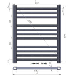 550 x 600 Straight Chrome Towel Rail HTR Central Heating