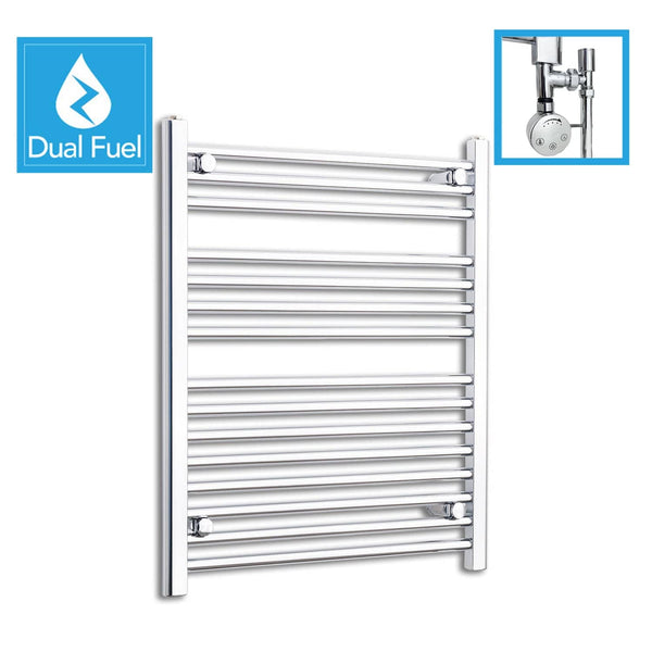 550 x 800 Chrome Dual Fuel Flat Heated Towel Rail