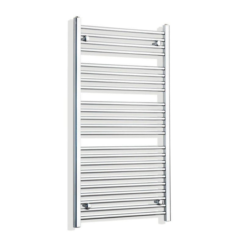 Without Valves 550mm Wide 1200mm High Flat Chrome Heated Towel Rail Radiator HTR