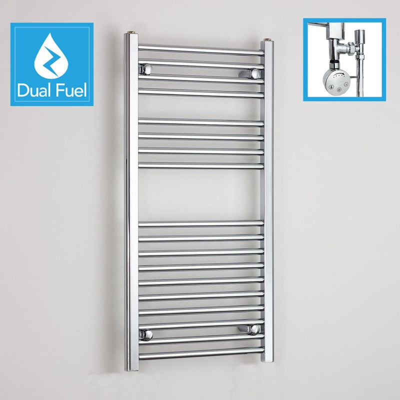 600 x 1000 Chrome Dual Fuel Flat Heated Towel Rail