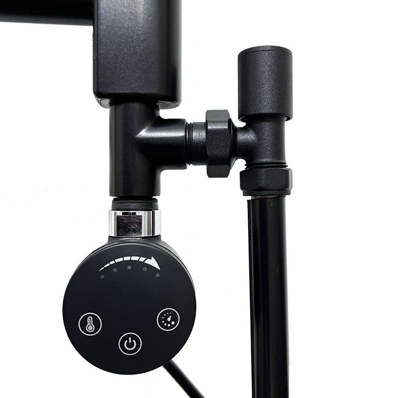 600 x 1200 Dual Fuel Flat Black Heated Towel Rail