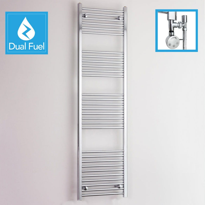 600 x 1800 Chrome Dual Fuel Flat Heated Towel Rail