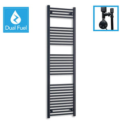 600 x 1800 Dual Fuel Flat Black Heated Towel Rail