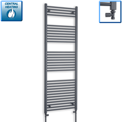 With Straight Valve 600 x 1800 Flat Anthracite Sand Grey Heated Towel Rail