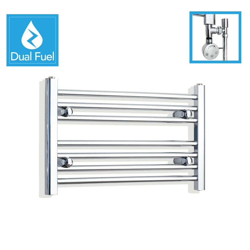 600 x 400 Chrome Dual Fuel Flat Heated Towel Rail