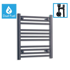 600 x 600 Dual Fuel Flat Black Towel Rail