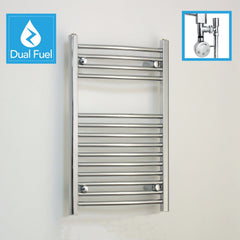 600 x 800 Chrome Dual Fuel Flat Heated Towel Rail