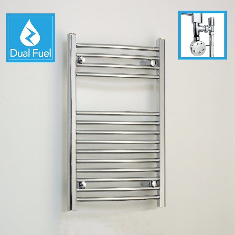 600 x 800 Chrome Dual Fuel Flat Heated Towel Rail