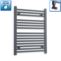 With Angled Valve 600 x 800 Flat Anthracite Sand Grey Heated Towel Rail HTR