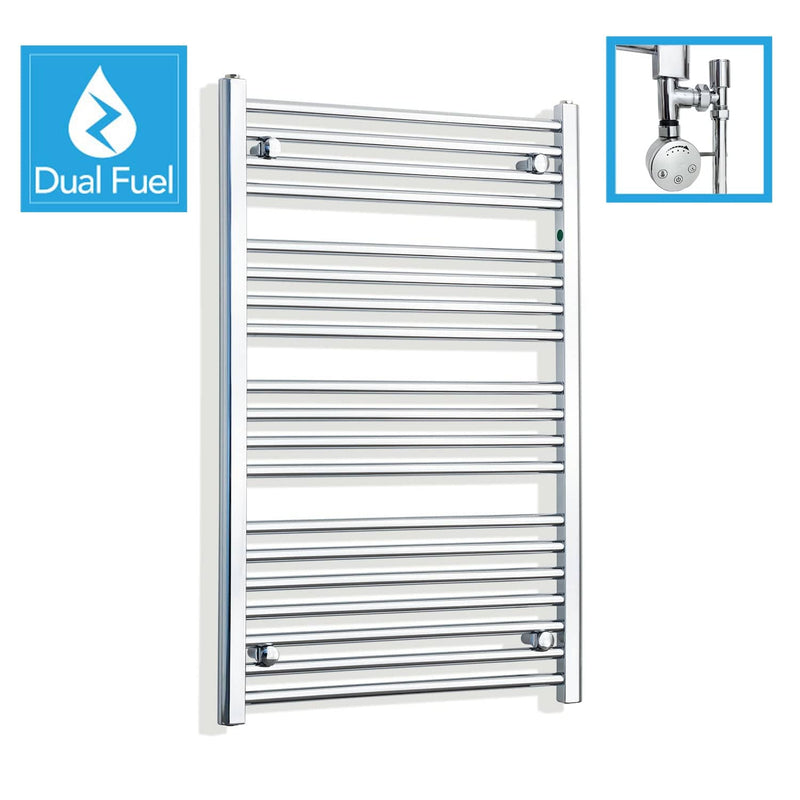 650 x 1000 Chrome Dual Fuel Flat Heated Towel Rail
