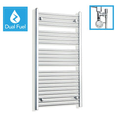 650 x 1200 Chrome Dual Fuel Flat Heated Towel Rail