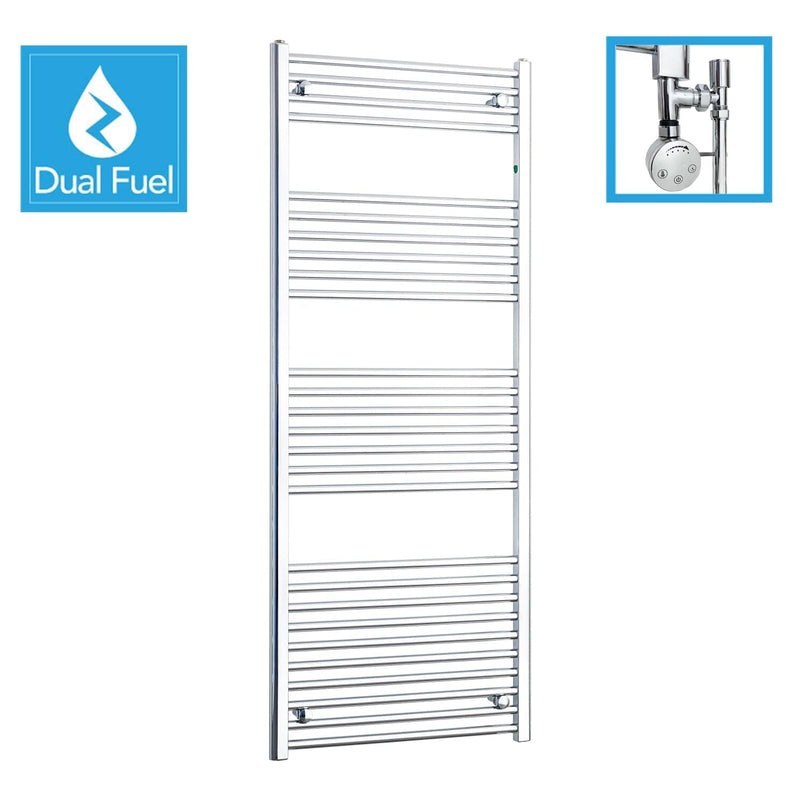 650 x 1600 Chrome Dual Fuel Flat Heated Towel Rail