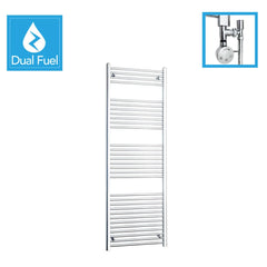 650 x 1800 Chrome Dual Fuel Flat Heated Towel Rail