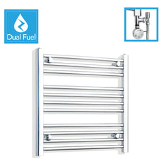 650 x 600 Chrome Dual Fuel Flat Heated Towel Rail