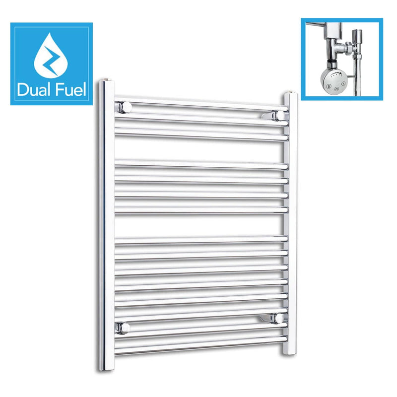 650 x 800  Chrome Dual Fuel Flat Heated Towel Rail