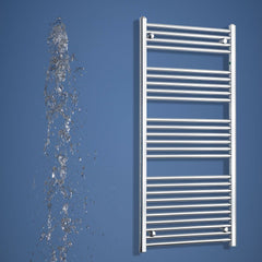 650mm Wide 1400mm High Flat Chrome Heated Towel Rail