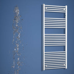 650mm Wide 1600mm High Flat Chrome Heated Towel Rail