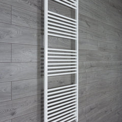 With Straight Valve 650mm Wide 1800mm High Flat White Heated Towel Rail Radiator