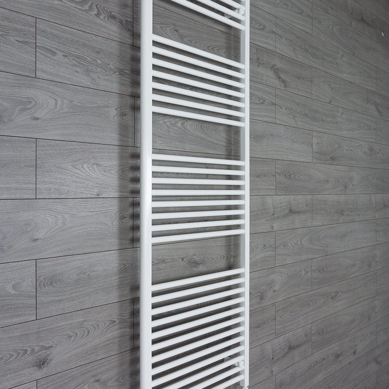 With Straight Valve 650mm Wide 1800mm High Flat White Heated Towel Rail Radiator