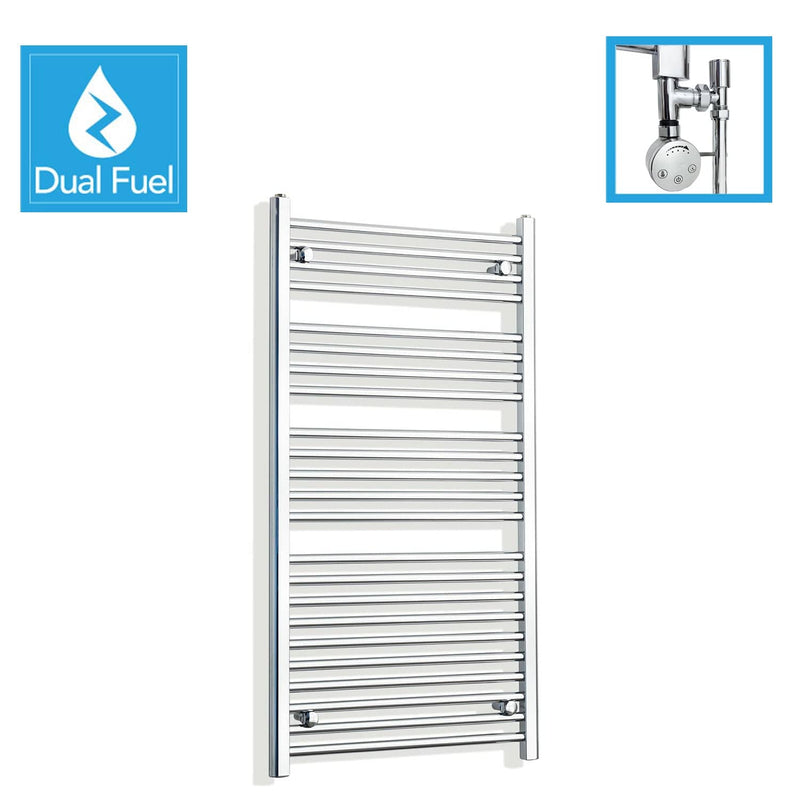 700 x 1200 Chrome Dual Fuel Flat Heated Towel Rail
