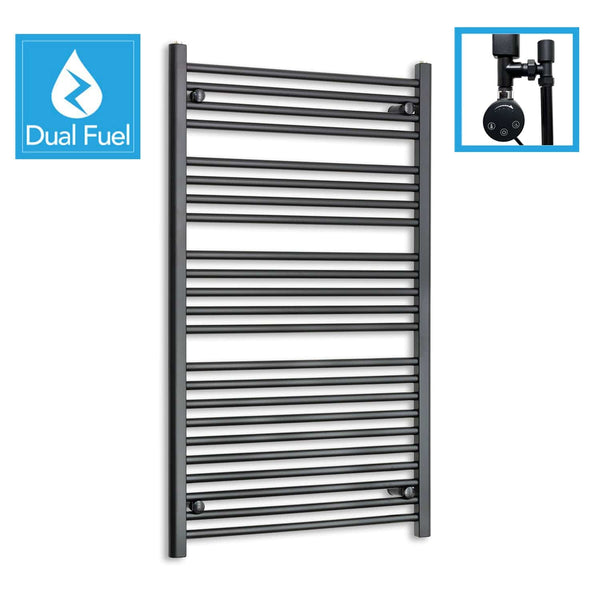 700 x 1200 Dual Fuel Flat Black Heated Towel Rail