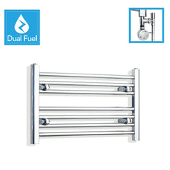700 x 400 Chrome Dual Fuel Flat Heated Towel Rail