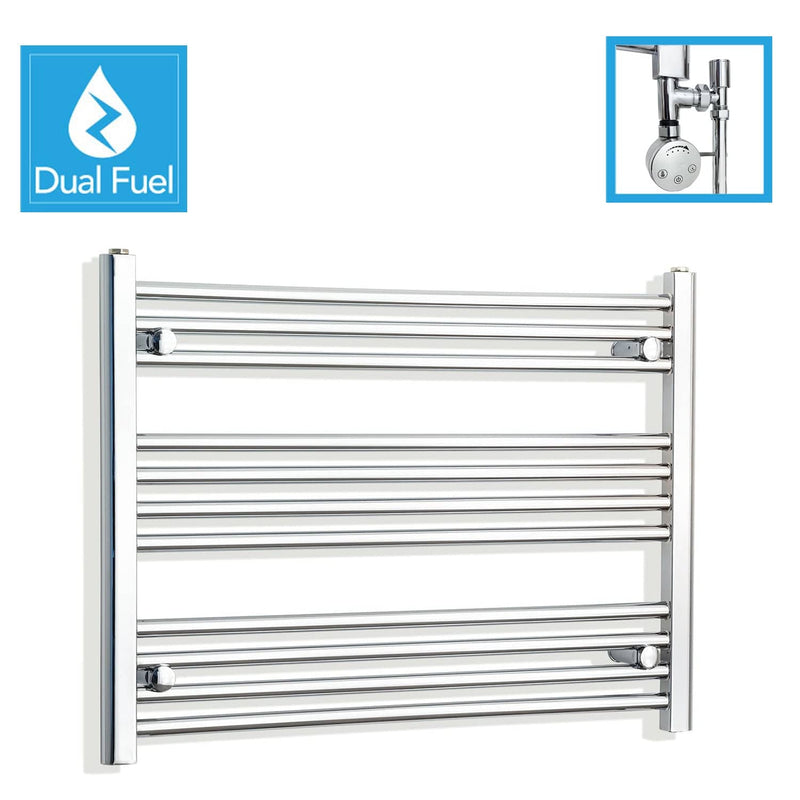 700 x 600 Chrome Dual Fuel Flat Heated Towel Rail